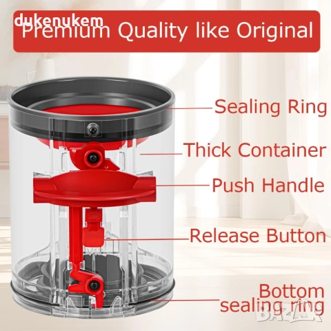 Контейнер за прах за Dyson V12 Detect Slim / V10 Digital Slim, снимка 6 - Прахосмукачки - 53148312