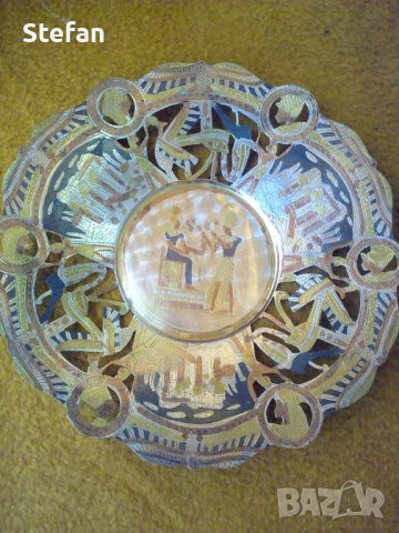 Медна египетска паница , снимка 6 - Антикварни и старинни предмети - 38687203