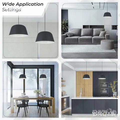 MOSSODOR таванна лампа, 30 см, черна отвън и бяла отвътре, включва 1x Edison крушка Е27, снимка 10 - Лампи за таван - 49275300