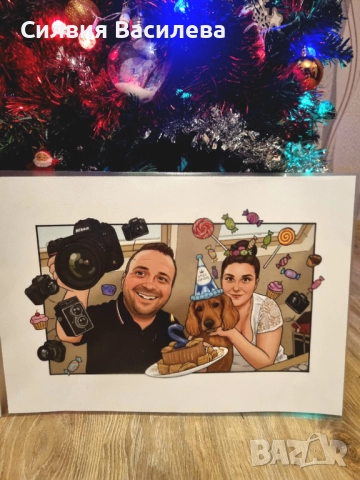 Карикатури по снимка, перфектният подарък за Коледа или друг празник - индивидуално изготвяне, снимка 2 - Картини - 52840834