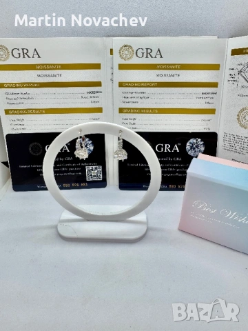 Сребърни обеци с мойсанит (Диамант) 2 карата, снимка 2 - Обеци - 54243053