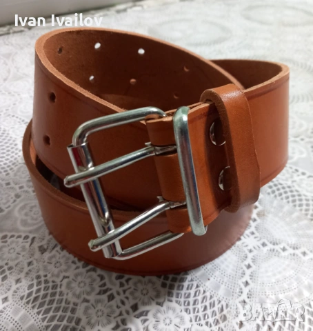 ЕКСТРА ШИРОК (5 см) Мъжки колан – Цвят Керемида – ЕСТЕСТВЕНА КОЖА