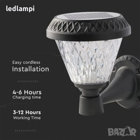 LED Соларен Градински Аплик RF Дистанционно CCT3в1, снимка 5 - Соларни лампи - 37265400