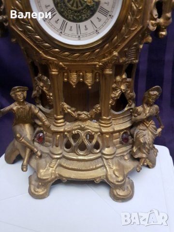 Антика Настолен Каминен Месингов Часовник РУБИН , снимка 4 - Антикварни и старинни предмети - 37850266