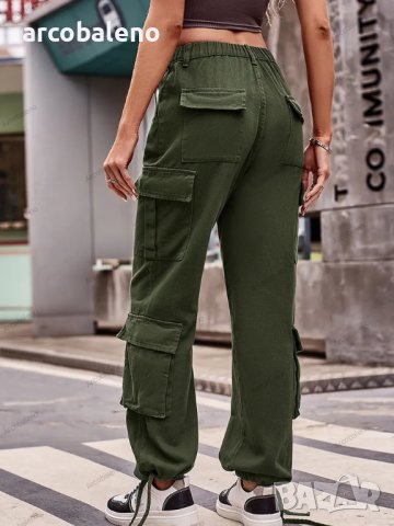 Дамски дънкови карго панталони с широки джобове и връзки, 5цвята , снимка 13 - Панталони - 42091265