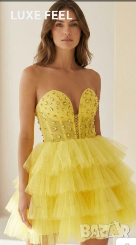 💛Официална Рокля с Камъни XS-XL 