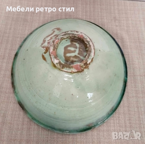Ръчно изработена керамична купа, уникат с ефектна многоцветна глазура в зелено, синьо, жълто., снимка 9 - Декорация за дома - 52708611