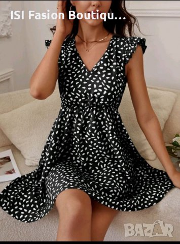 Къса Рокля - далматин принт, снимка 2 - Рокли - 38221030