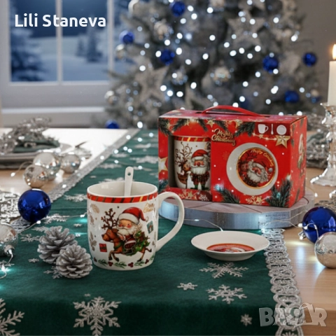 Премиум коледен подаръчен сет – керамична чаша с аксесоари., снимка 6 - Чаши - 52586783