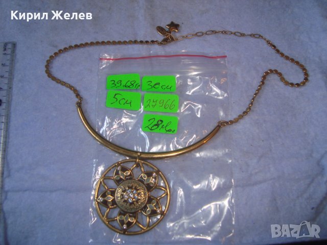 РАЗКОШНА ПОЗЛАТЕНА ДИЗАЙНЕРСКА БУТИКОВА МАРКОВА СКЪПОЦЕННА ОГЪРЛИЦА АРТ ДЕКО СТИЛ КОЛИЕ 27966, снимка 7 - Колиета, медальони, синджири - 37065305