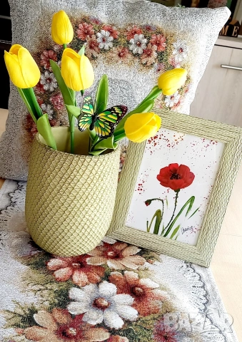 Рисувани Цветя - рамкирани, снимка 8 - Декорация за дома - 53884293