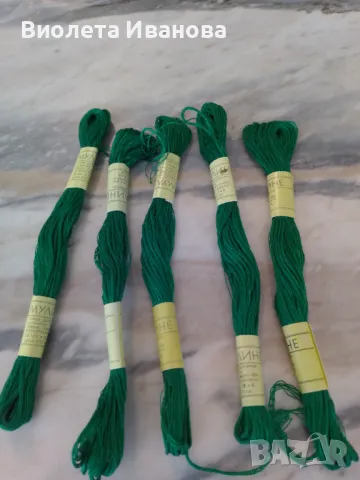 Мулине, електриково зелено, 5 броя , снимка 2 - Гоблени - 50187403