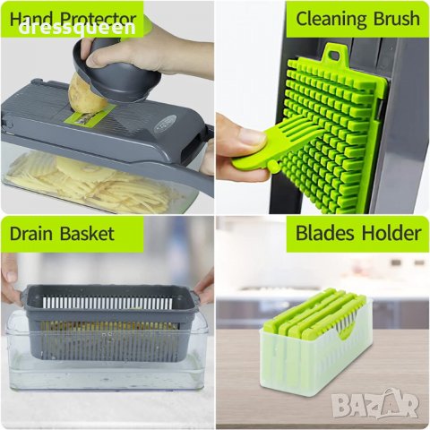 3758 Кухненско ренде за зеленчуци с различни приставки, снимка 12 - Аксесоари за кухня - 38189743