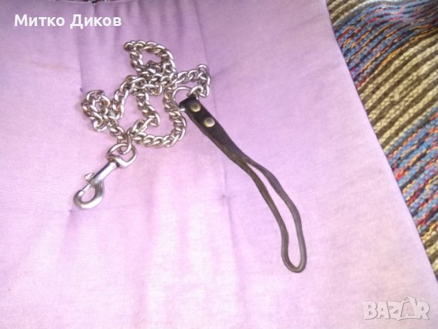 Нашийник естествена кожа за куче 58см х3см и верижка метална с държач естествена кожа 1м, снимка 8 - За кучета - 39712396