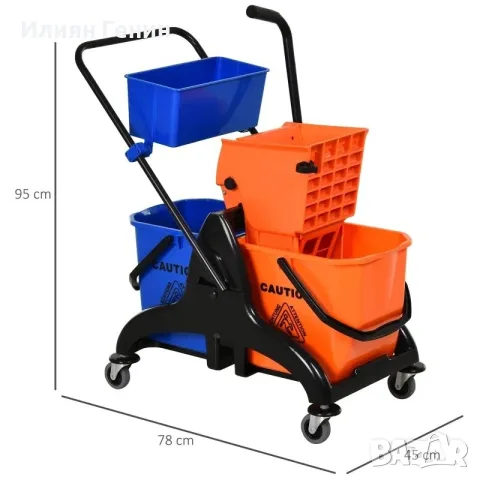 Професионална количка за почистване с 2 x 26L кофи, снимка 8 - Обзавеждане за заведение - 55894408