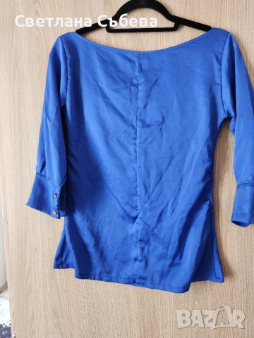 Синя блуза 3/4 ръкав, снимка 2 - Блузи с дълъг ръкав и пуловери - 40280201