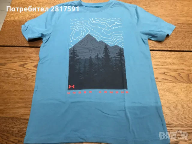 Детска тениска Under Armour, светло синя с щампа , размер М