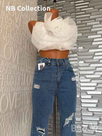 Дамски дънки Slim с накъсан ефект , снимка 6 - Дънки - 50013917