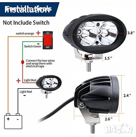 Нови 20W допълнителни светлини за мъгла 12V / 24V бяло за мотоциклет, снимка 2 - Аксесоари и консумативи - 33776497