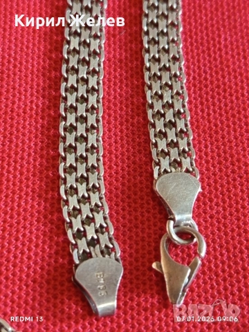 Сребърно колие плетка тип ВЕНЕЦИАНСКА много красиво Бижу майсторска ръчна изработка 52383, снимка 5 - Колиета, медальони, синджири - 53015432