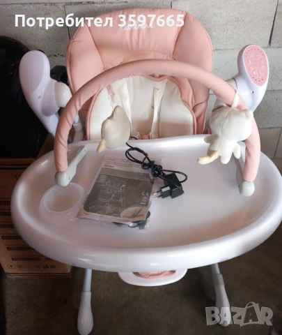 Музикална люлка и столче за хранене 2 в 1Caretero Indigo, снимка 3 - Детски люлки - 54001849