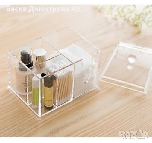 Органайзер с 4 отделения, подходящ за козметични тампони и клечки за уши HZH15, снимка 6 - Други - 48080559