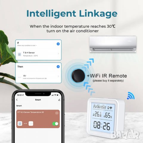 WiFi сензор за температура и влажност, снимка 6 - Други стоки за дома - 39690631