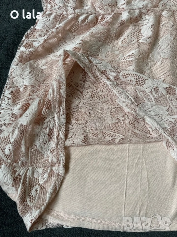 Дантелена рокля в цвят пепел от рози, снимка 5 - Рокли - 54192763