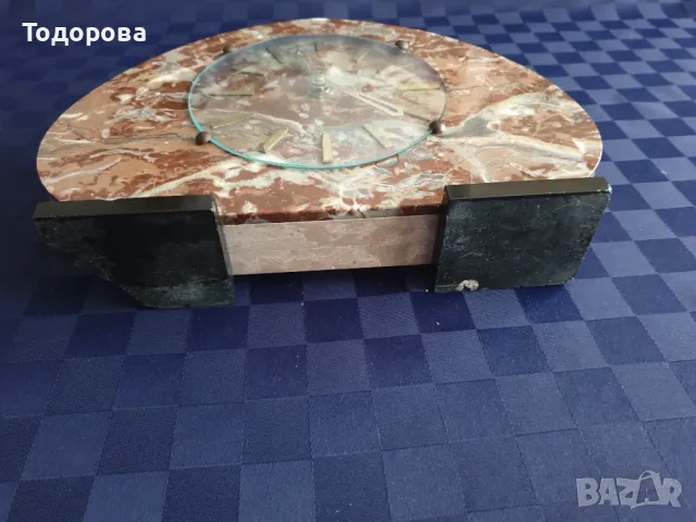 Каминен мраморен механичен френски часовник, снимка 3 - Антикварни и старинни предмети - 49151143