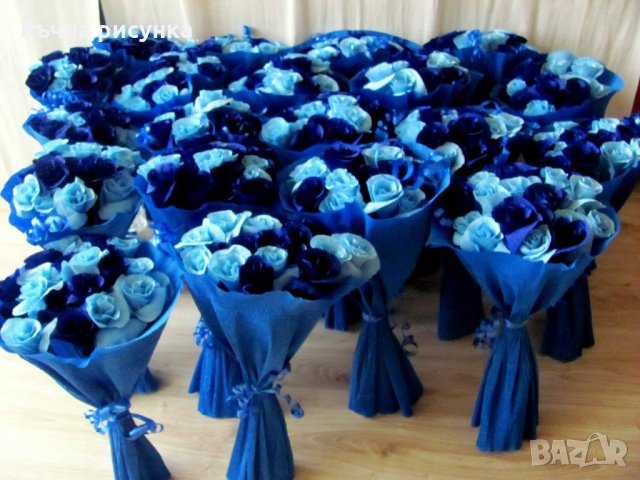 Букети и букетчета в синьо, снимка 10 - Изкуствени цветя - 31382192