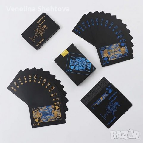 Черни PVC водоустойчиви карти за игра на покер Пластик , снимка 6 - Карти за игра - 29164630