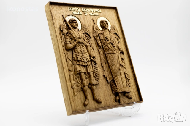 Релефна икона на Свети Архангел Михаил и Свети Архангел Гавриил, снимка 2 - Икони - 53224078