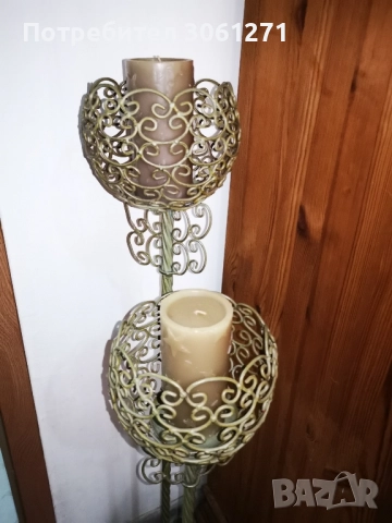 2 брой . Антики Метален свещник, декоративен, светло антик зелен, комплект от 2 брой. Venetian , снимка 2 - Декорация за дома - 51856946