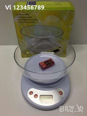 Дигитална кухненска везна с купа (тарелка) 5 kg,  точност 1гр., снимка 3 - Други - 30460041