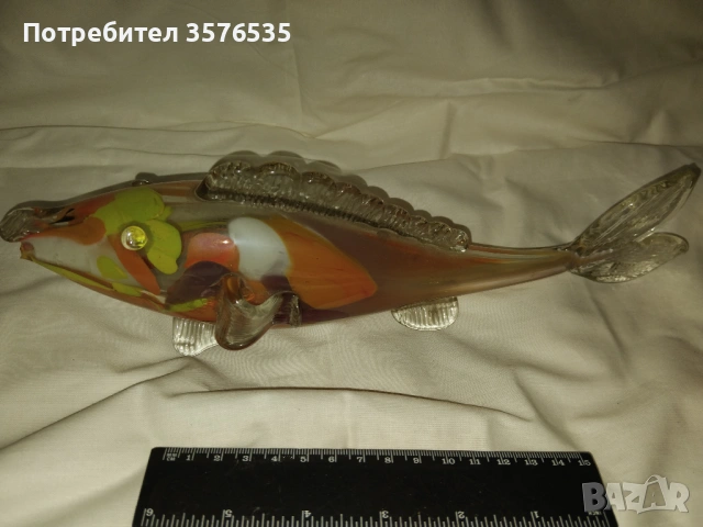 2 броя фигури на риби от цветно стъкло Мурано 
