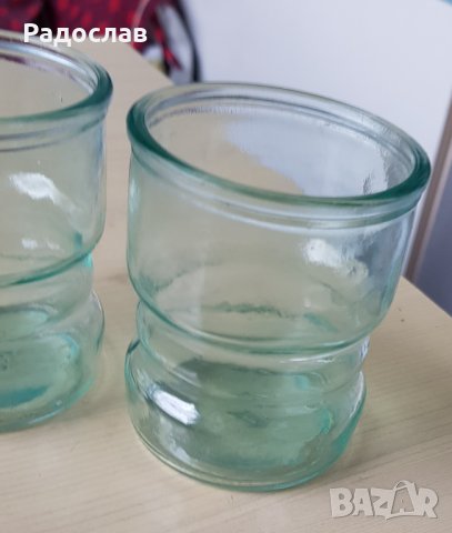 2 чаши  200 мл сини масивно стъкло запазени, снимка 3 - Чаши - 36618454