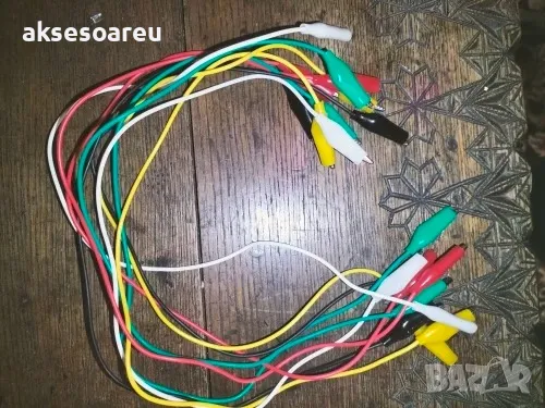 10 бр. тестови кабели със сонди първокласни електрически щипки тип крокодил в 5 цвята кабелни връзки, снимка 5 - Друга електроника - 50232410