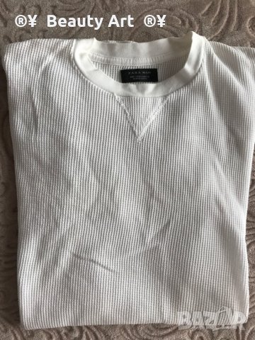 Мъжка бяла тениска ZARA , S/M, снимка 1 - Тениски - 29423592