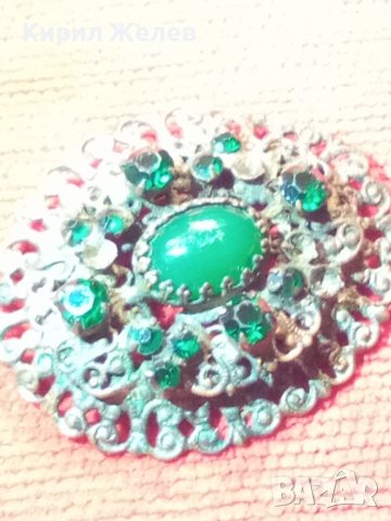СТАРИННА АРТ ДЕКО БРОНЗОВА ПОСРЕБРЕНА СКЪПОЦЕННА БРОШКА с ПЕРИДОТ-  ОЛИВИН и ЗЕЛЕН АХАТ 25073, снимка 17 - Антикварни и старинни предмети - 34529608
