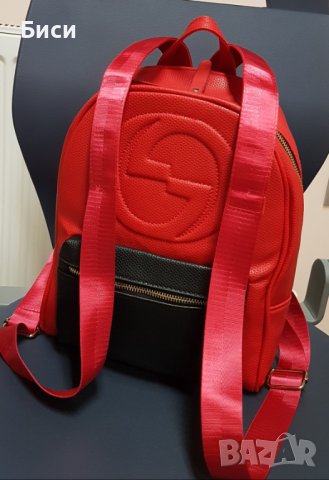 Gucci/Гучи-средно голяма червена раница ,естествена кожа, снимка 7 - Раници - 40057862