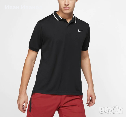 Nike Court Dry  черна полиестерна тениска с поло яка размер ХХЛ, снимка 1 - Тениски - 44784460