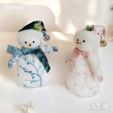 5393 Коледна декорация Плюшен Снежко със звънче, 20x11cm, снимка 4 - Декорация за дома - 47798729