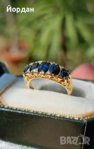 Антикварен дамски златен пръстен със скъпоценни камъни , снимка 13 - Пръстени - 49468075