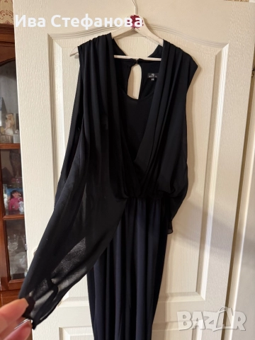 Нов разкошен черен парти официален гащеризон трико с шифон воал  Л /ХЛ размер , снимка 3 - Гащеризони - 52794962