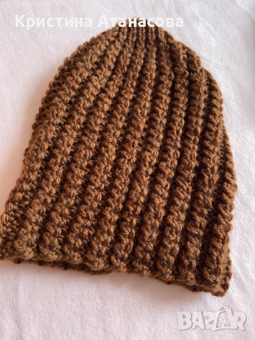 Плетена шапка кафява, снимка 2 - Шапки - 53057018