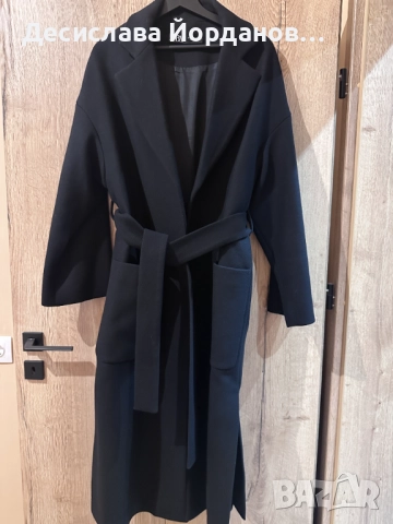 Дамско oversize черно палто с вълна, снимка 2 - Палта, манта - 52297285