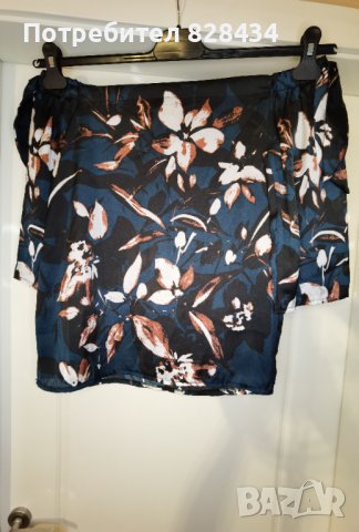 Свободна блуза с паднало рамо, снимка 3 - Блузи с дълъг ръкав и пуловери - 38729120