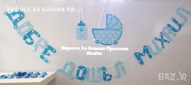 Украса За посрещане на новородено бебе у дома *надпис * табела количка *табела бебешко шише * балони