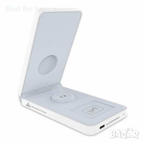 4 в 1 сгъваемо безжично зарядно устройство с огледало за грим, 15w максимално бързо безжично зарядно, снимка 4 - Безжични зарядни - 42824462