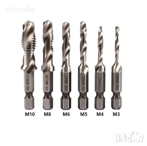 ANIMABG Комплект свредла с шестостенна опашка и титаниево покритие, M3, M4, M5, M6, M8, M10, снимка 7 - Други инструменти - 52558062